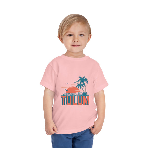 Tulum, Mexico Toddler T-Shirt - Retro Palm Tree Toddler Tulum Shirt