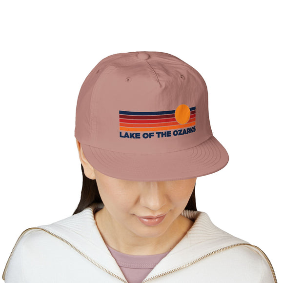 Lake of the Ozarks, Missouri retro sunset Surf Cap | vintage striped sun state hat