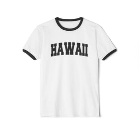 Buy white-black Hawaii Cotton Ringer Graphic Tee - Unisex Hawaii T Shirt, Vintage Style Tee, Men's/Women's Tee
