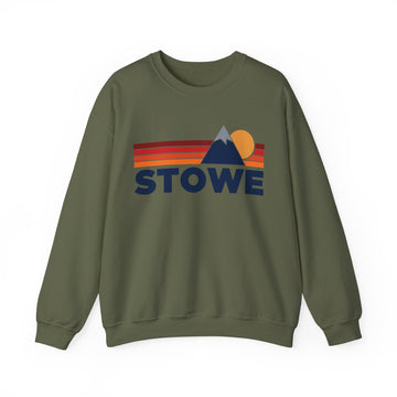 Buy military-green Stowe, Vermont Sweatshirt Retro Mountains, Stowe Unisex Crewneck, Vintage Cozy Jumper, Gift for Outdoor Lovers