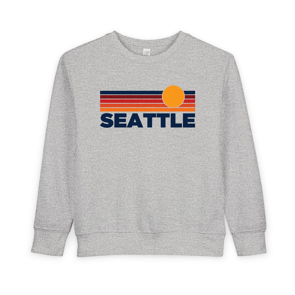 Seattle, Washington Toddler Sweatshirt - Retro Sun Seattle Toddler Crewneck Sweatshirt