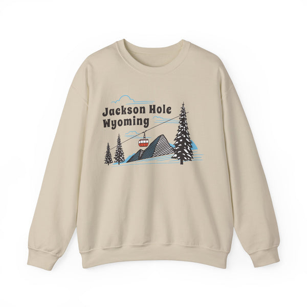 Jackson Hole, Wyoming Sweatshirt - Unisex Retro Ski Mountain Gondola Jackson Hole Sweatshirt