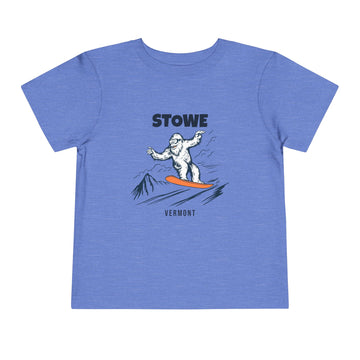 Buy heather-columbia-blue Stowe, Vermont Yeti Snowboard Toddler Tee