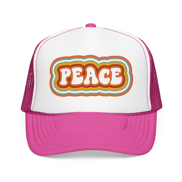 Kids Retro Peace Trucker Hat Boho - Youth Snapback Cap