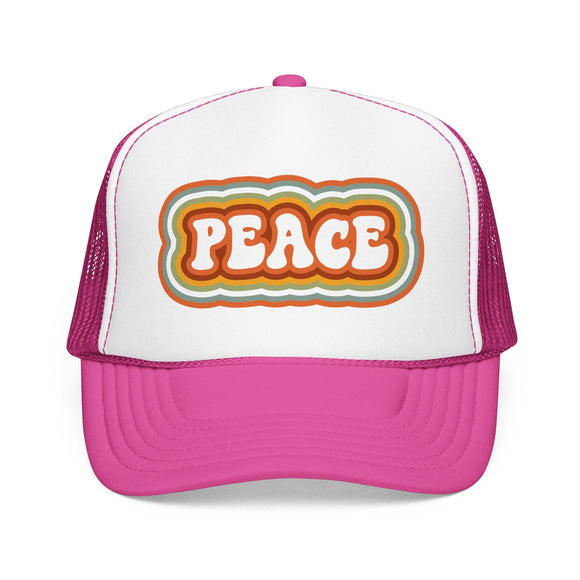 Kids Retro Peace Trucker Hat Boho - Youth Snapback Cap