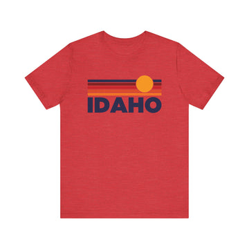 Buy heather-red Idaho T-Shirt Retro Sun Ombre Unisex Tee, Vintage Idaho Tee, Mountain Sun Tee, Idaho Souvenir Shirt