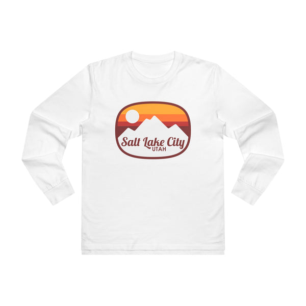 Salt Lake City, Utah Mens Base Long-sleeve Tee - Retro Ombre Heavy Weight Long Sleeve T-shirt