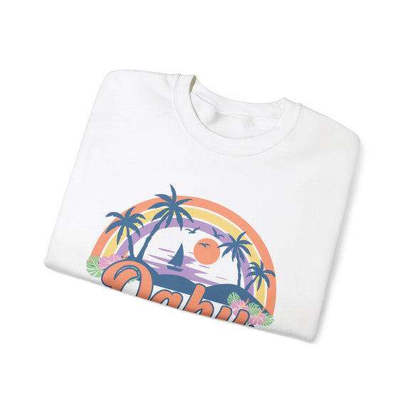 Oahu, Hawaii Sweatshirt - Unisex Retro Beach Crewneck Oahu Sweatshirt