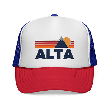 Alta, Utah Retro Mountains Trucker Hat - Vintage Style Alta Cap