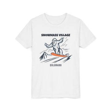 Snowmass Village, Colorado Yeti Snowboard Youth Tee - Kids Skiing Shirt - 0