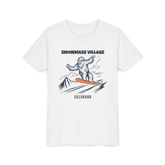 Snowmass Village, Colorado Yeti Snowboard Youth Tee - Kids Skiing Shirt