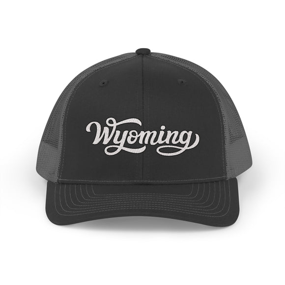 Wyoming Snapback Trucker Cap - Embroidered Wyoming Hat