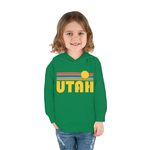 Utah Toddler Hoodie - Retro Sunrise Unisex Utah Toddler Sweatshirt