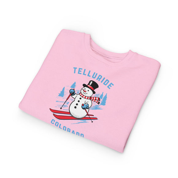 Telluride, Colorado Toddler Sweatshirt - Skiing Snowman Telluride Toddler Crewneck Sweatshirt
