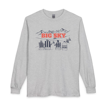 Big Sky, Montana Après-ski Long Sleeve Shirt - Mountain Retro Skiing