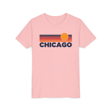 Buy pink Chicago, Illinois Youth T-Shirt — Retro Sun Tee