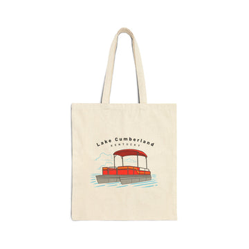 Lake Cumberland, Kentucky Pontoon Boat Canvas Tote Bag - 15" x 16"