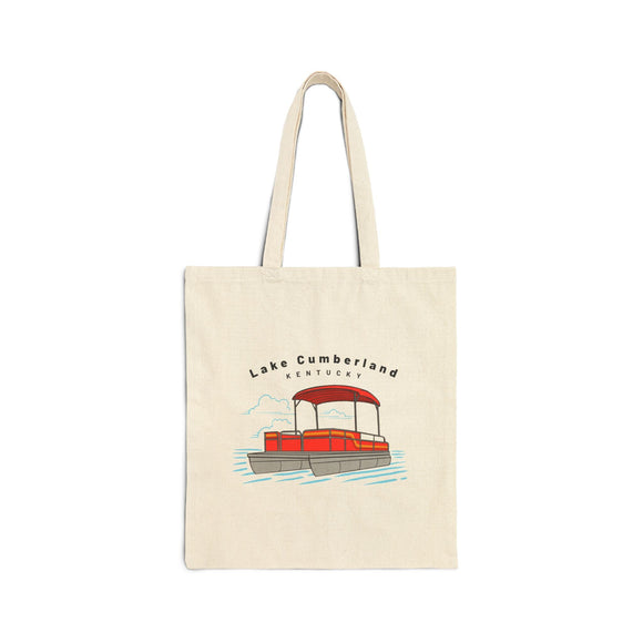 Lake Cumberland, Kentucky Pontoon Boat Canvas Tote Bag - 15" x 16"