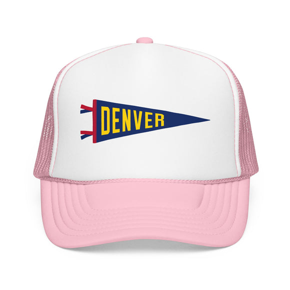 Denver, Colorado Pennant Trucker Hat — Retro Flag Foam Cap