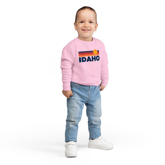 Idaho Toddler Sweatshirt - Retro Sun Idaho Toddler Crewneck Sweatshirt