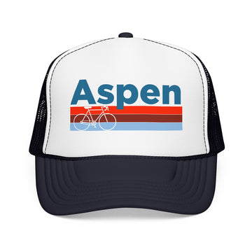 Buy navy-white-navy Aspen, Colorado Trucker Hat - Foam Aspen Bike Cap