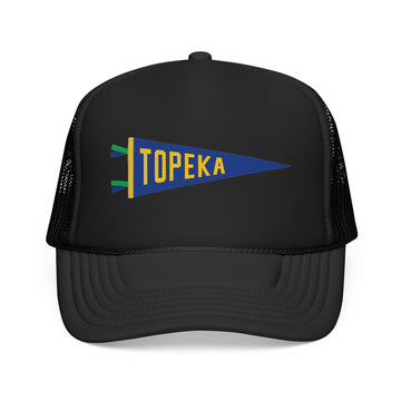 Topeka, Kansas Pennant Trucker Hat — Retro Flag Foam Cap - 0