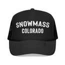 Kids Snowmass, Colorado Trucker Hat - Youth Snapback Cap on white background