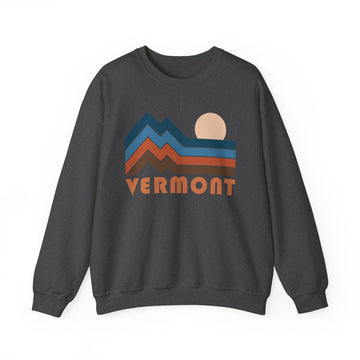 Buy dark-heather Vermont Sweatshirt Retro Mountains, Vermont Unisex Graphic Crewneck