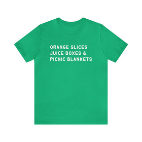 Soccer Mom T-Shirt - Fun Orange Slices, Juice Boxes Tee
