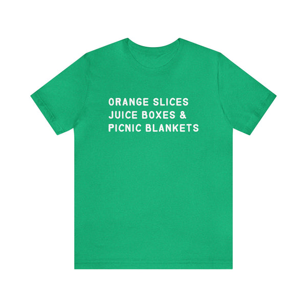 Soccer Mom T-Shirt - Fun Orange Slices, Juice Boxes Tee