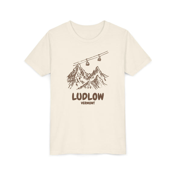 Ludlow, Vermont Youth T-Shirt — Vintage Gondola Ski Mountain Tee