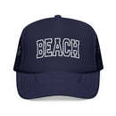 Kids Beach Trucker Hat - Youth Snapback Cap on white background