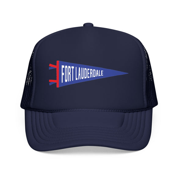 Fort Lauderdale, Florida Pennant Trucker Hat — Retro Flag Foam Cap
