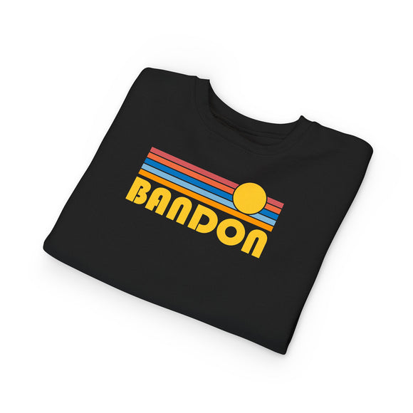 Bandon, Oregon Toddler Sweatshirt - Retro Sun Bandon Toddler Crewneck Sweatshirt