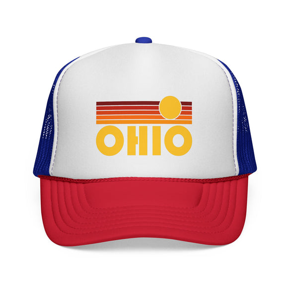 Ohio Retro Sun Trucker Hat - Vintage Style Ohio Cap