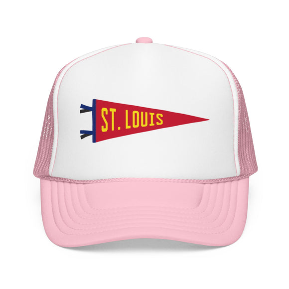 St Louis, Missouri Pennant Trucker Hat — Retro Flag Foam Cap