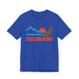 Buy true-royal Colorado Retro Mountains Sunset T-Shirt | Vintage Colorado Tee