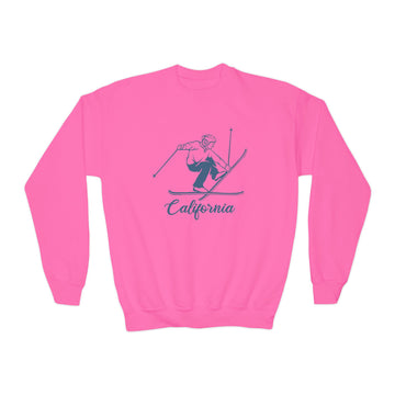 Buy safety-pink California Youth Crewneck Sweatshirt - Snowman Ski Snowman Unisex Kid's California Sweatshirt