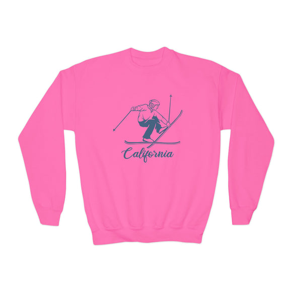 California Youth Crewneck Sweatshirt - Snowman Ski Snowman Unisex Kid's California Sweatshirt