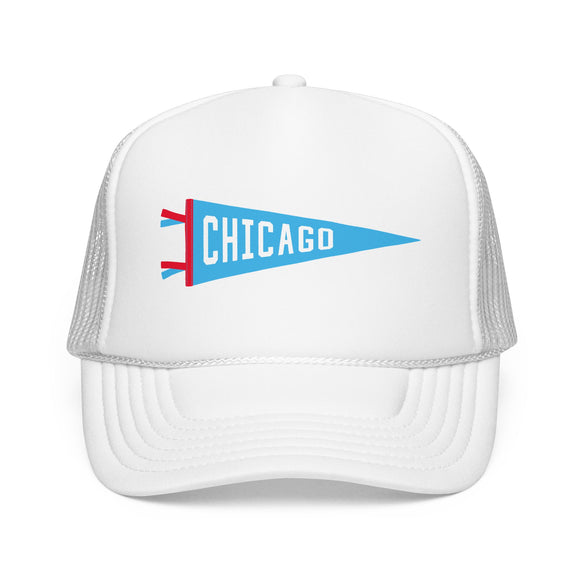 Chicago, Illinois Pennant Trucker Hat — Retro Flag Foam Cap