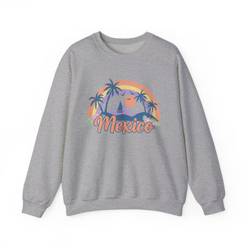 Buy sport-grey Mexico Sweatshirt - Unisex Retro Beach Mexico Crewneck Sweatshirt