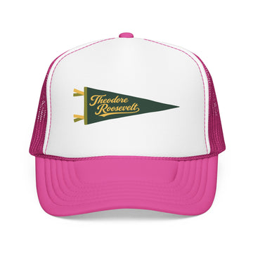 Buy hot-pink-white-hot-pink Theodore Roosevelt National Park Pennant Trucker Hat — Vintage Foam Mesh Cap
