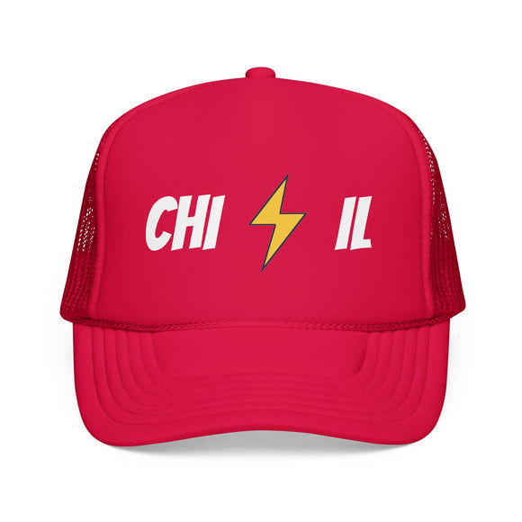 Chicago, Illinois Retro Trucker Hat - Lightning Foam Cap