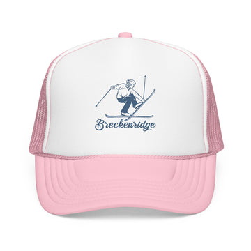 Breckenridge, Colorado Snow Ski Trucker Hat — Retro Skier Foam Breckenridge Cap