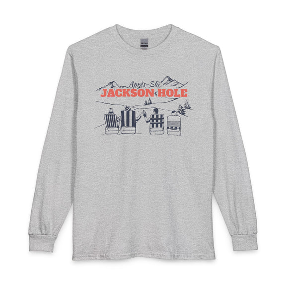 Jackson Hole, Wyoming Après-ski Long Sleeve Shirt - Mountain Retro Skiing