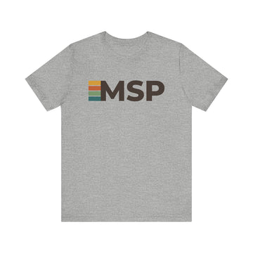 Buy athletic-heather Minneapolis, Minnesota tee - MSP t shirt retro stripes