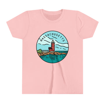 Buy pink Massachusetts Youth T-Shirt - Unisex Kids Massachusetts Shirt