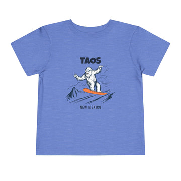 Buy heather-columbia-blue Taos, New Mexico Yeti Snowboard Toddler Tee