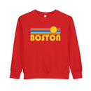 Boston, Massachusetts Toddler Sweatshirt - Retro Sun Boston Toddler Crewneck Sweatshirt-6