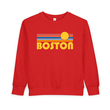 Buy red Boston, Massachusetts Toddler Sweatshirt - Retro Sun Boston Toddler Crewneck Sweatshirt